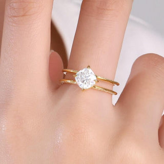 Golden Orbit · Cushion Cut Moissanite Statement Ring