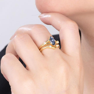 Sapphire Echo · Marquise Cut Moissanite Bridal Set