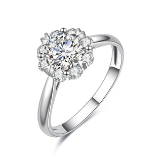 Floral Vow • Round Cut Moissanite Promise Ring