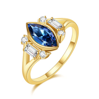 Starlit Veil · Marquise Cut Moissanite Engagement Ring