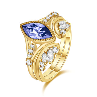 Sapphire Bloom · Marquise Cut Moissanite Bridal Set