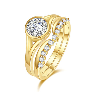 Halo Crest · Round Cut Moissanite Bridal Set