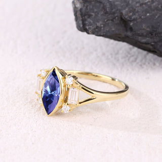 Starlit Veil · Marquise Cut Moissanite Engagement Ring