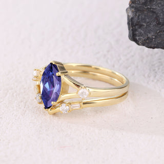 Sapphire Echo · Marquise Cut Moissanite Bridal Set