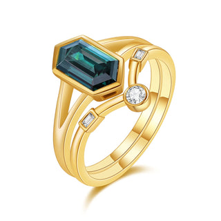 Emerald Mirage • Hexagon Moissanite Bridal Set