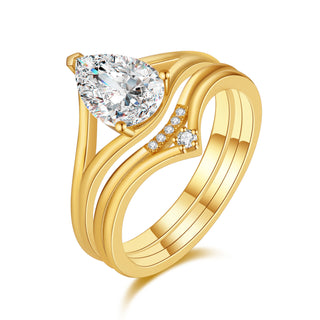 Celestial Teardrop • Pear Cut Moissanite Bridal Set