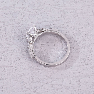 Floral Radiance • Round Cut Moissanite Engagement Ring