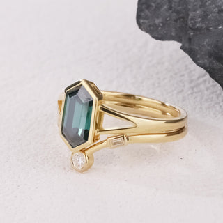 Emerald Mirage • Hexagon Moissanite Bridal Set