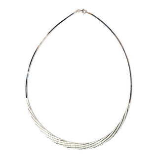 925 Italian Silver Necklace，Quicksand diagonal double Egyptian wind necklace