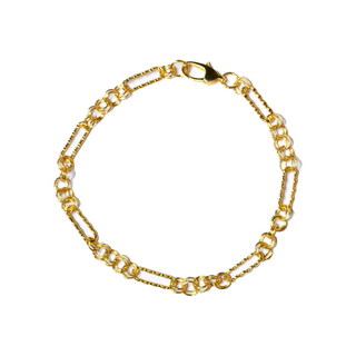 925 Italian Silver Bracelet 3.0mm Pressed Wave Pattern Dual Ring Bracelet 17CM