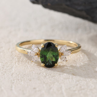 Spring Meadow · Oval Cut Green Tourmaline Promise Ring
