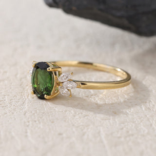 Spring Meadow · Oval Cut Green Tourmaline Promise Ring