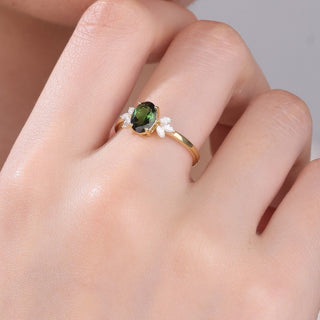 Spring Meadow · Oval Cut Green Tourmaline Promise Ring