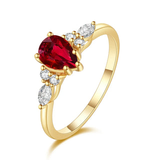 Scarlet Promise · Pear Cut Red Tourmaline Promise Ring