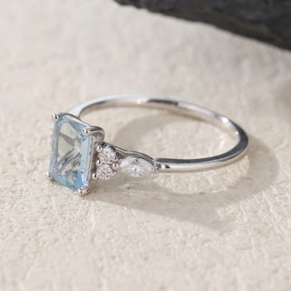 Azure Serenity · Emerald Cut Aquamarine Engagement Ring
