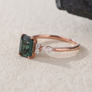 Verdant Grace · Emerald Cut Green Tourmaline Promise Ring