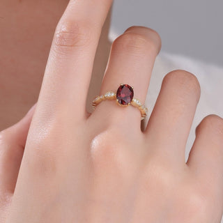 Crimson Glow · Oval Cut Red Tourmaline Promise Ring