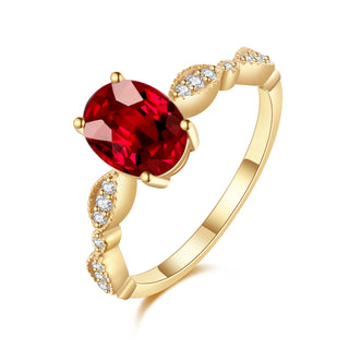 Crimson Glow · Oval Cut Red Tourmaline Promise Ring