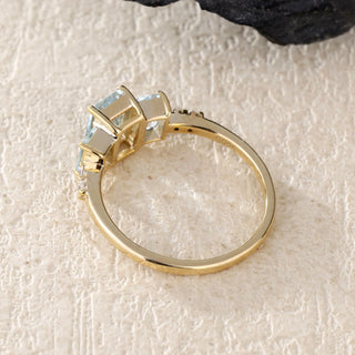 Ocean Trilogy · Emerald Cut Aquamarine Three-Stone Ring