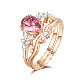 Blush Symphony · Pear Cut Pink Tourmaline Bridal Set
