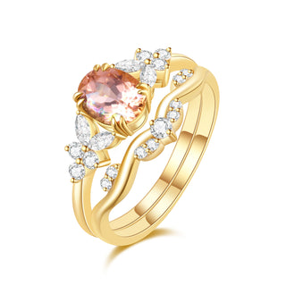 Sunset Symphony · Cushion Cut Pink Tourmaline Bridal Set