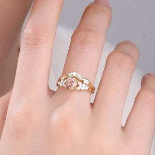 Sunset Symphony · Cushion Cut Pink Tourmaline Bridal Set