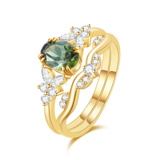 Forest Symphony · Oval Cut Green Tourmaline Bridal Set