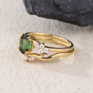 Forest Symphony · Oval Cut Green Tourmaline Bridal Set