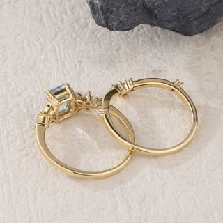 Azure Symphony · Emerald Cut Aquamarine Bridal Set