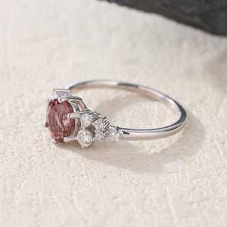 Rosy Dawn · Round Cut Pink Tourmaline Engagement Ring