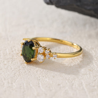 Verdant Dawn · Oval Cut Green Tourmaline Engagement Ring