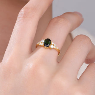 Verdant Dawn · Oval Cut Green Tourmaline Engagement Ring