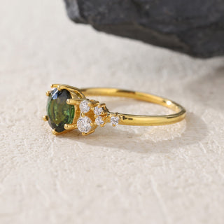 Emerald Whisper · Oval Cut Green Tourmaline Engagement Ring