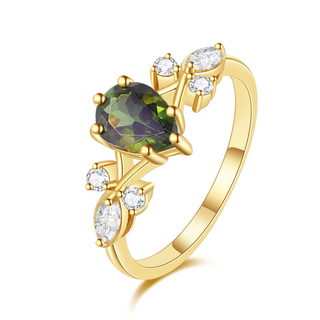 Forest Vow · Pear Cut Green Tourmaline Promise Ring