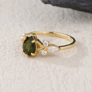 Forest Vow · Pear Cut Green Tourmaline Promise Ring