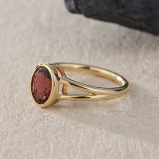 Crimson Oath · Oval Cut Tourmaline Promise Ring