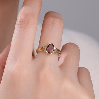 Crimson Oath · Oval Cut Tourmaline Promise Ring