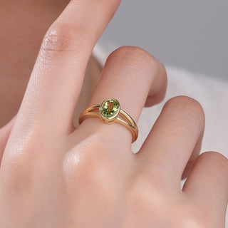 Olive Whisper · Oval Cut Green Tourmaline Promise Ring
