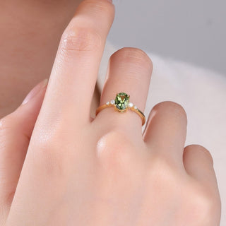 Verdant Glow • Oval Tourmaline Promise Ring