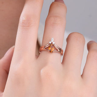 Amber Flame • Oval Tourmaline Bridal Set