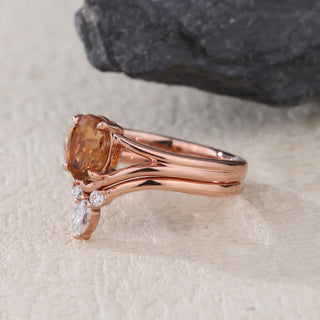Amber Flame • Oval Tourmaline Bridal Set