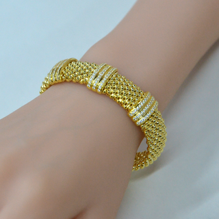 925 Italian Silver Bangle 13.6 Car Flat Three-Ring Round Clasp Bracelet