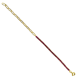 925 Italian Silver Bracelet 2.5m 4 claw red corundum 5# bracelet 17cm