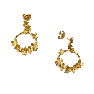 925 Italian Silver Earring Flowers inlaid earrings winding around branches