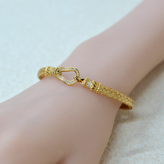 925 Italian Silver Bangle Starburst Wire Semi-Circular Inlay Bangle