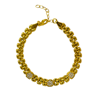 925 Italian Silver Bracelet Cactus Bracelet with 3 Beads 16cm