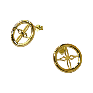 925 Italian Silver Earring Circular perforated cross-shaped flower earrings