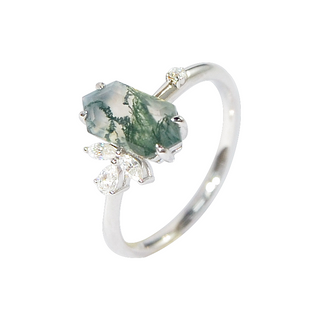 Moonfern· Moss agate promise Ring