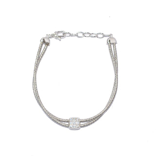 925 Italian Silver Bracelet,Double-ring round gold string wire-wound bracelet，17+3cm
