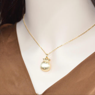 925 Handcrafted necklace，Zircon drawing blessing bag chain，40+5cm